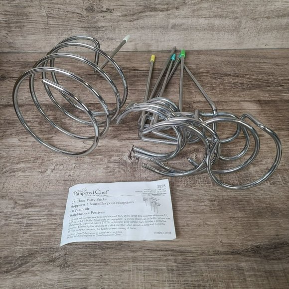 Pampered Chef Outdoor Party Sticks Stakes #2828 Wine Beer Drink Candle Holders - Picture 2 of 6